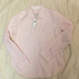 Abercrombie pink and white button down